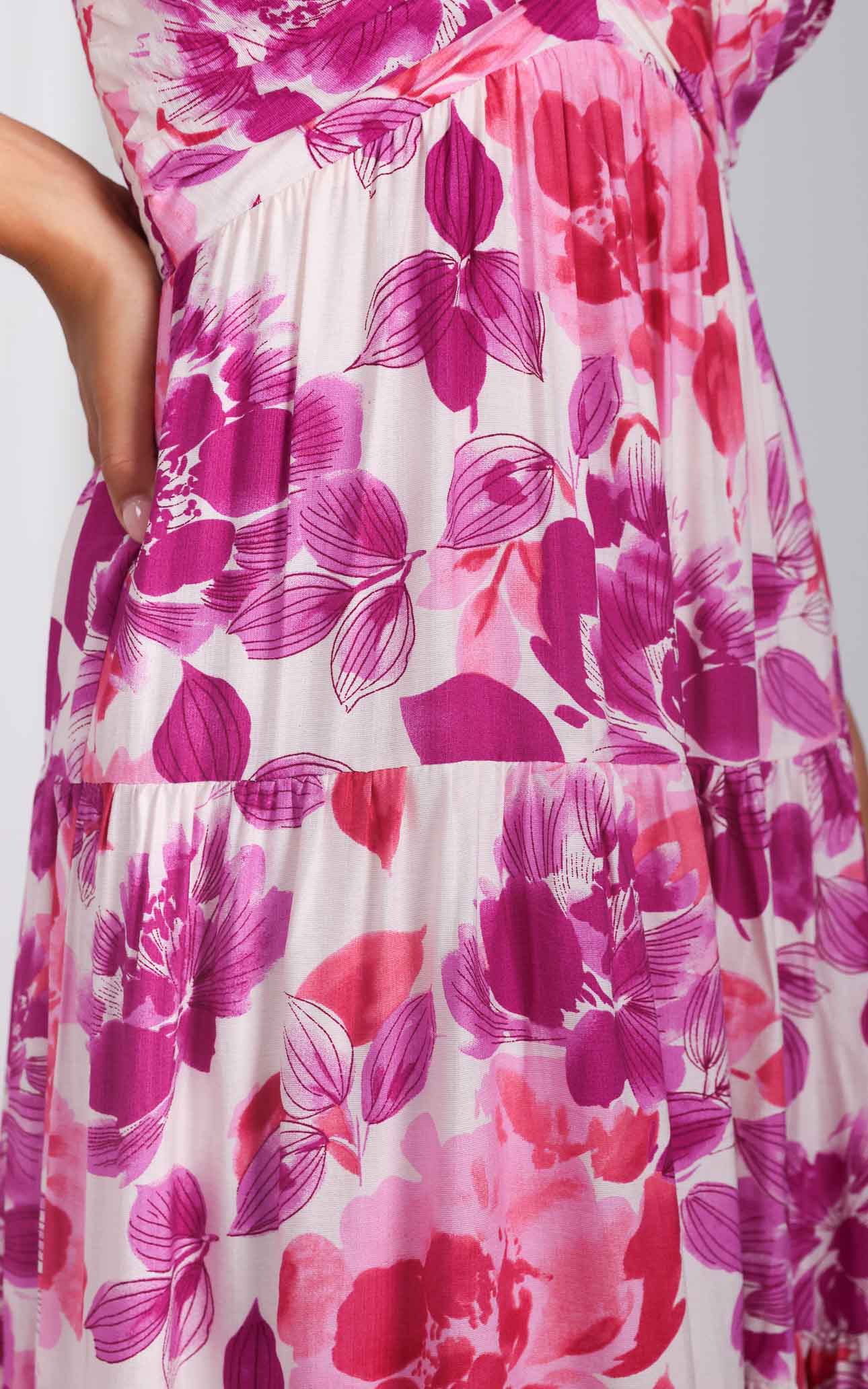 Polly Maxi Dress - Purple Pink Floral