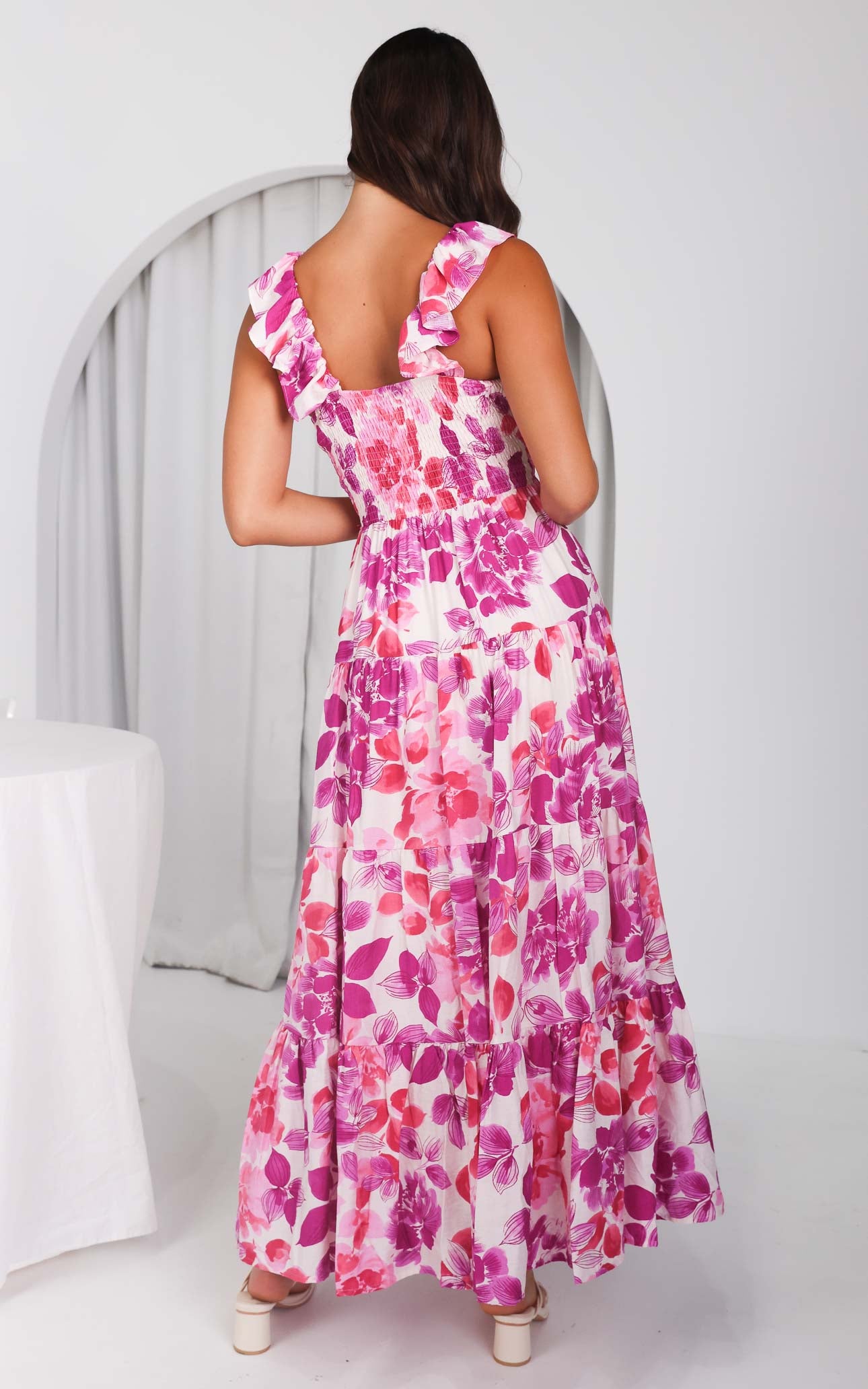 Polly Maxi Dress - Purple Pink Floral