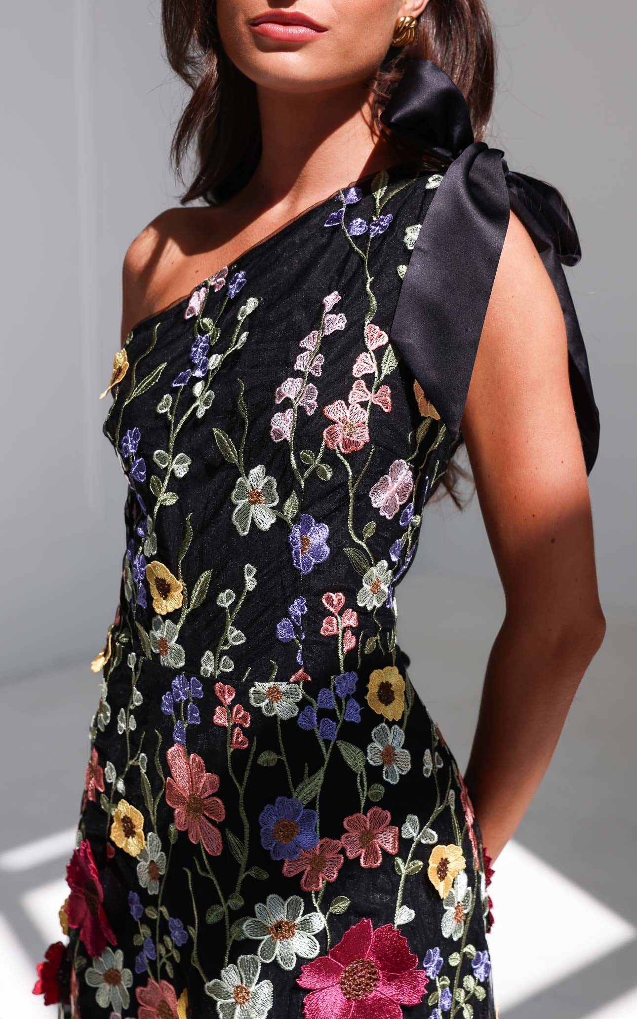 Poppy Midi Dress - Black Multi Floral