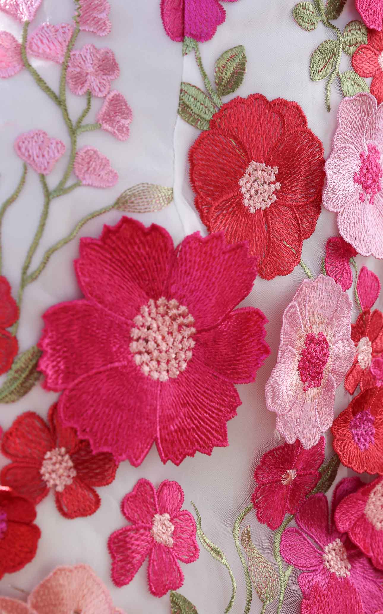Poppy Mini Dress - White Pink Floral