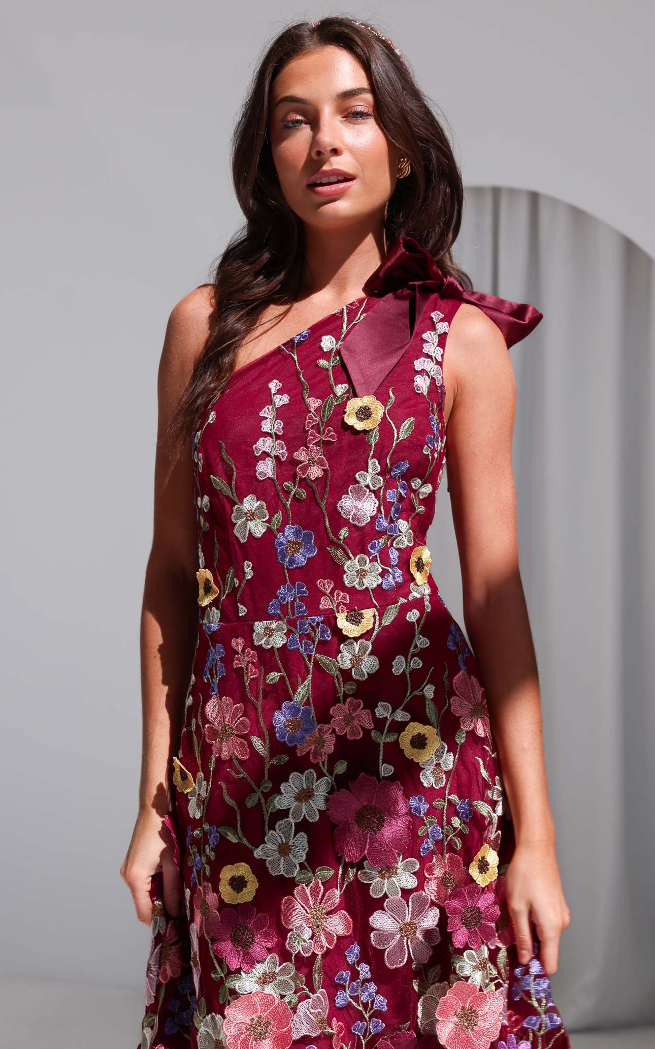 Poppy Midi Dress - Wine Multi Floral