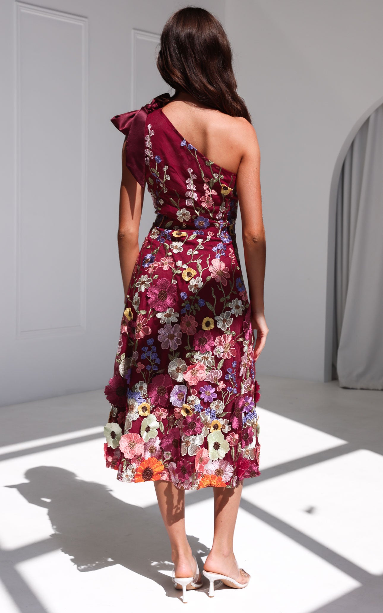 Poppy Midi Dress - Wine Multi Floral