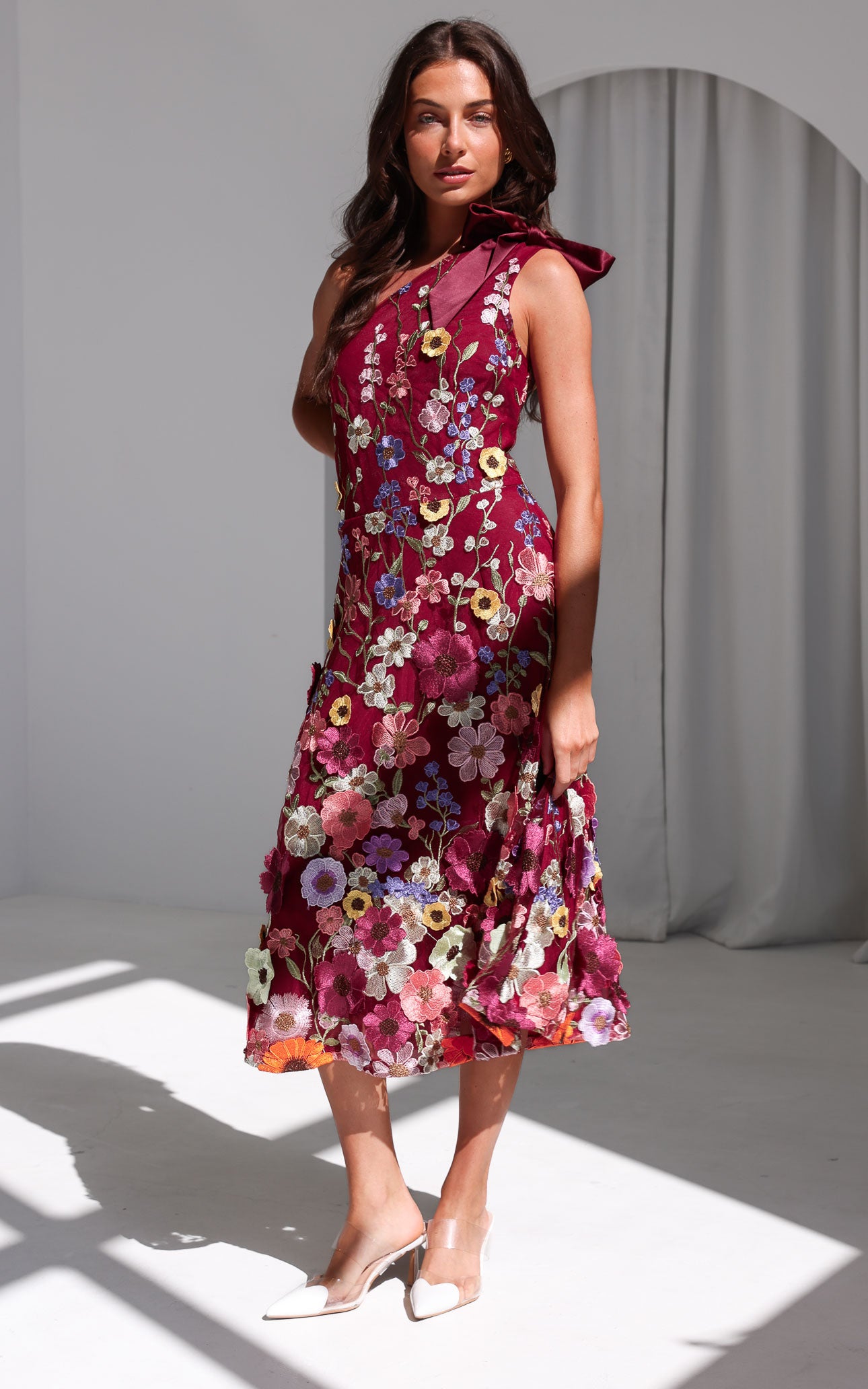 Poppy Midi Dress - Wine Multi Floral
