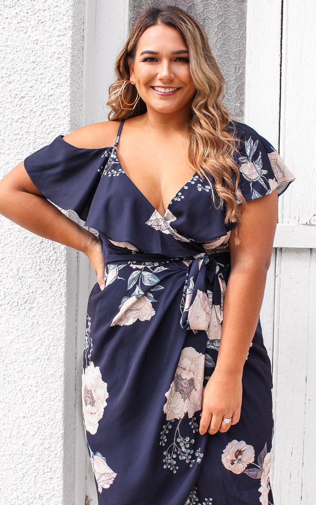 Portia Midi Dress - Navy Floral