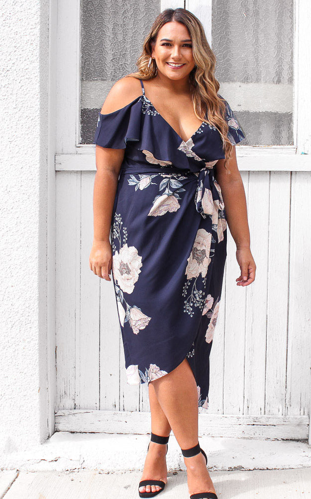 Portia Midi Dress - Navy Floral