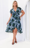 Portland Midi Dress - Blue Green Floral Texture