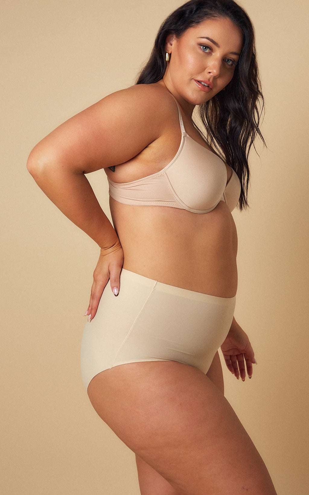 3 Pack: Prielle Seamless High Waisted Full Briefs - Nude