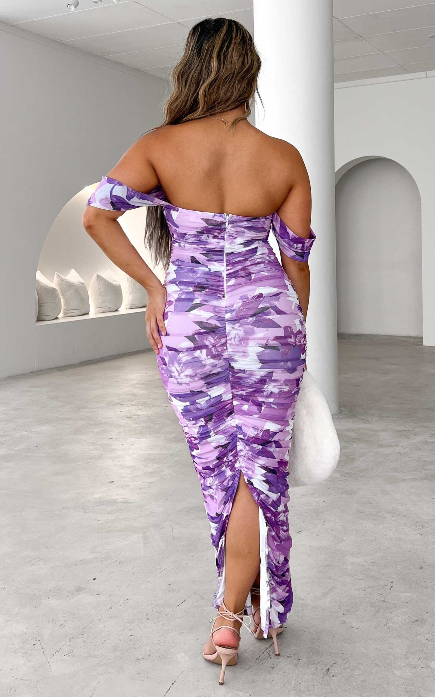 Prieto Mesh Maxi Dress - Purple Floral