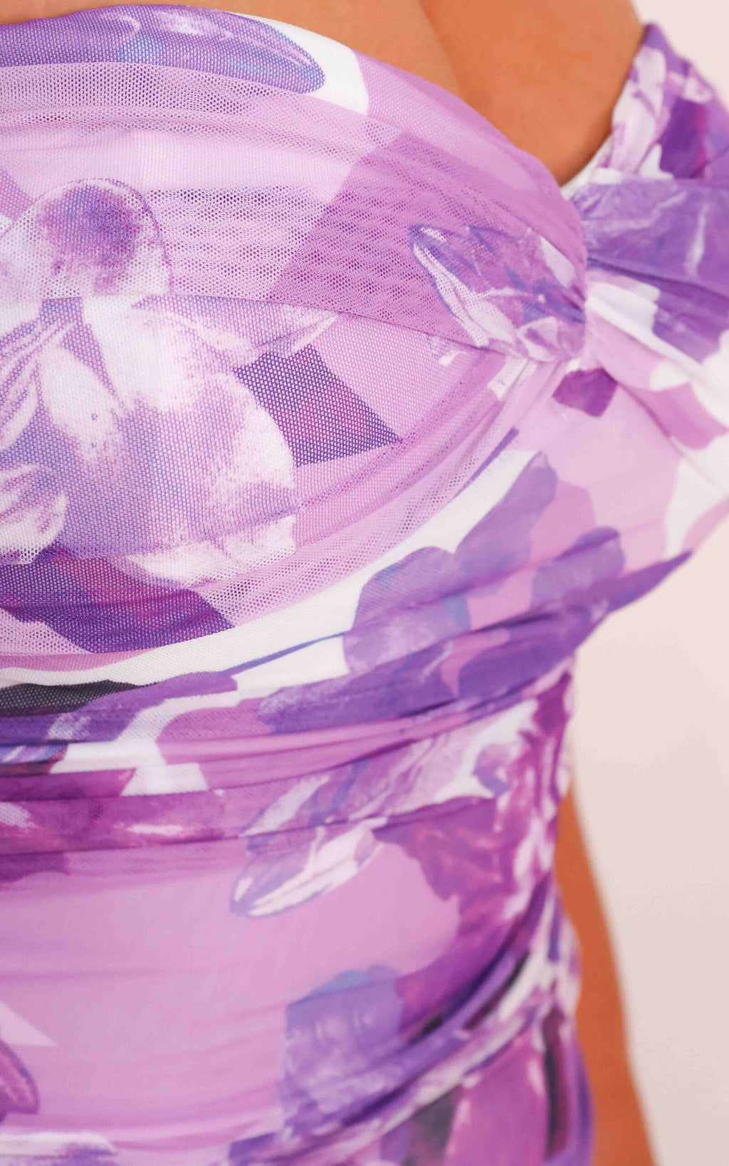 Prieto Mesh Maxi Dress - Purple Floral