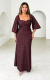 Priscilla Maxi Dress - Chocolate Brown Cream Diamond
