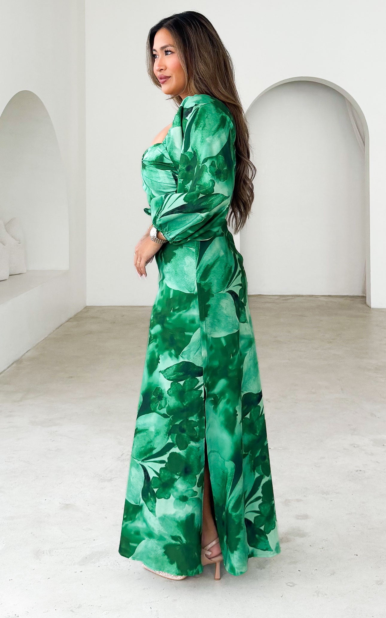 Priscilla Maxi Dress - Green Floral