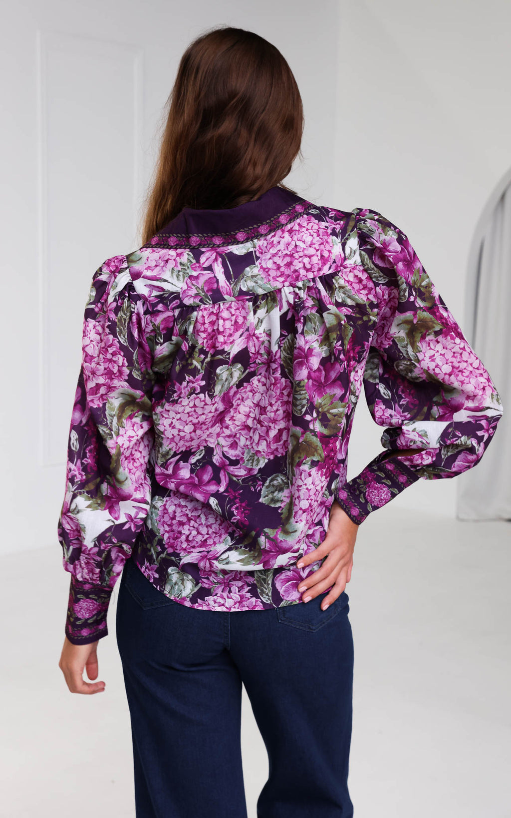 Brooks Shirt Blouse - Purple Floral