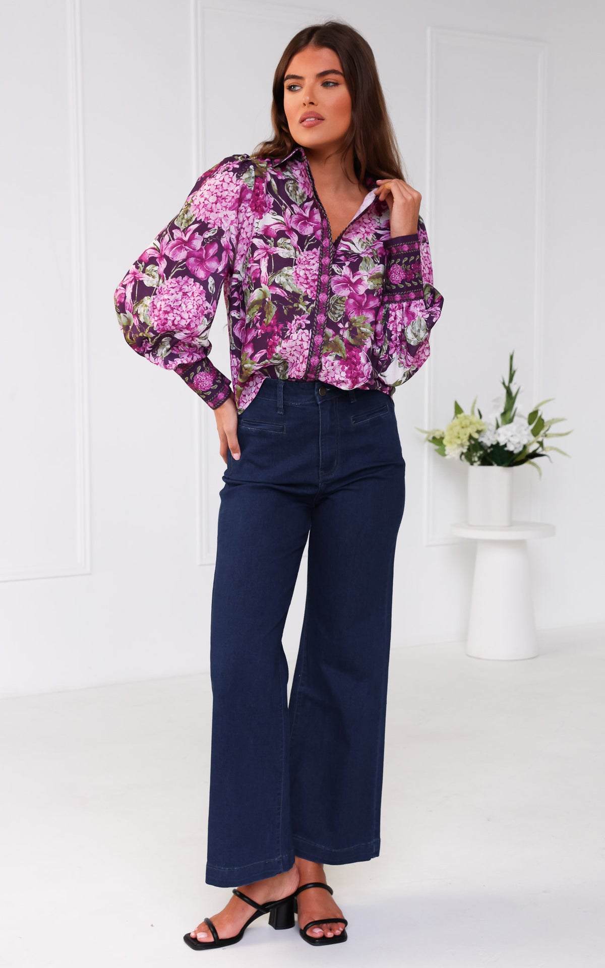 Brooks Shirt Blouse - Purple Floral
