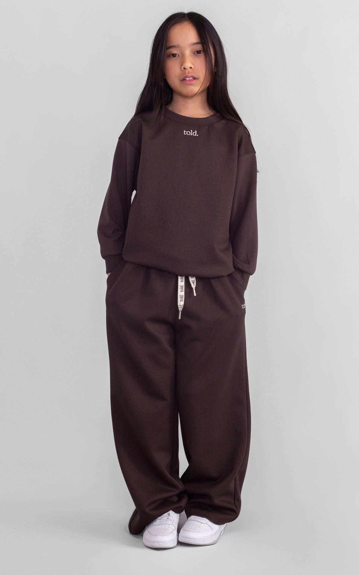 Paxon Kids Wide Leg Trackpants - Chocolate Brown
