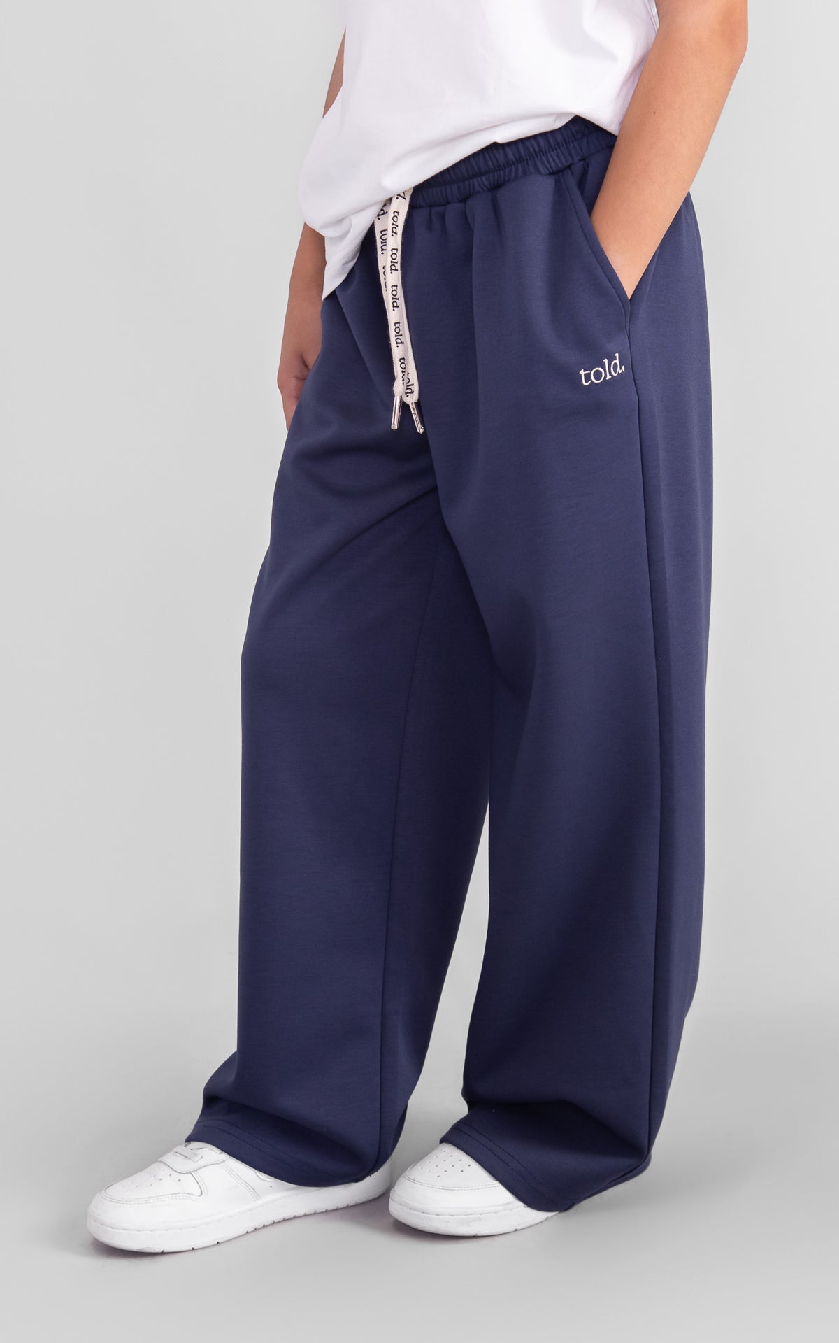 Paxon Kids Wide Leg Trackpants - Navy