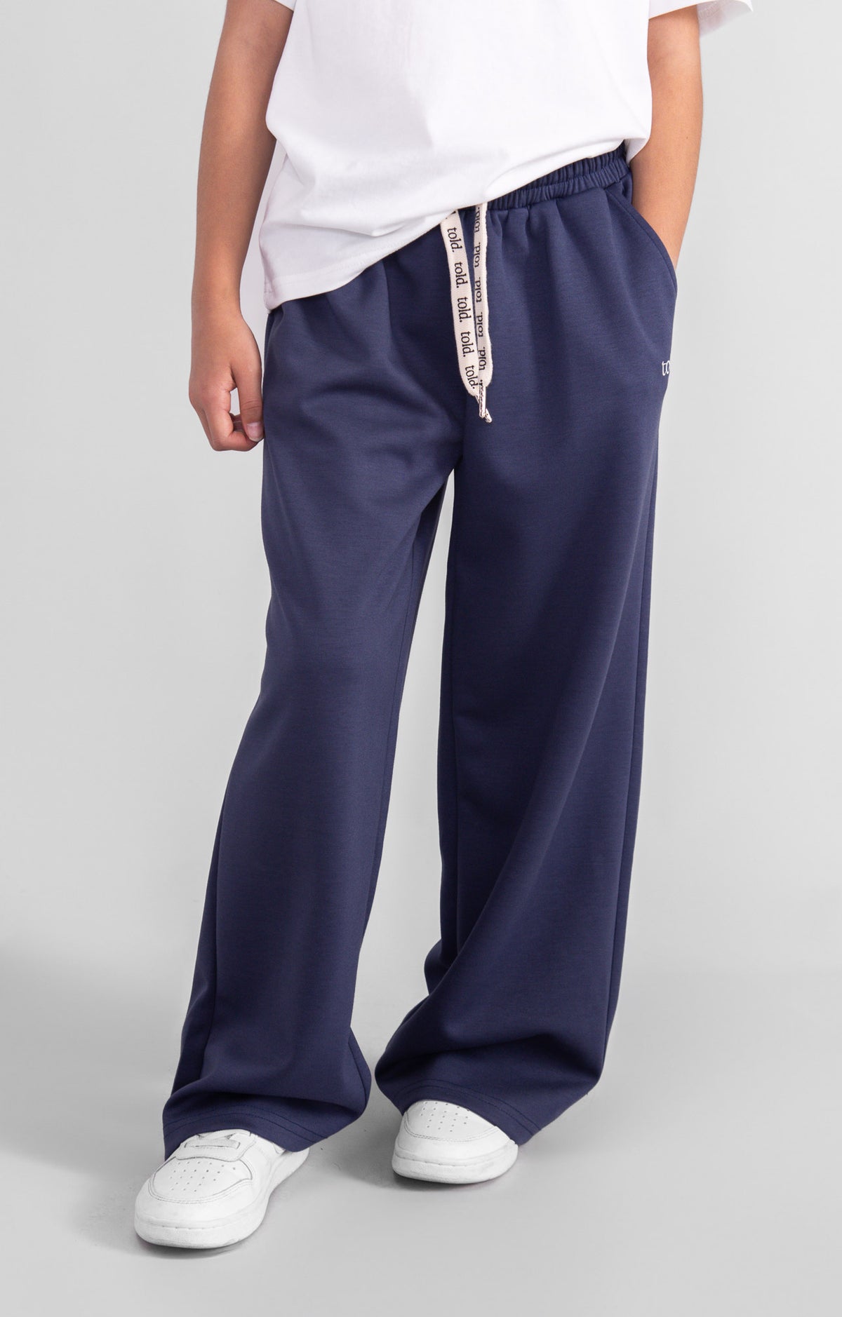 Paxon Kids Wide Leg Trackpants - Navy