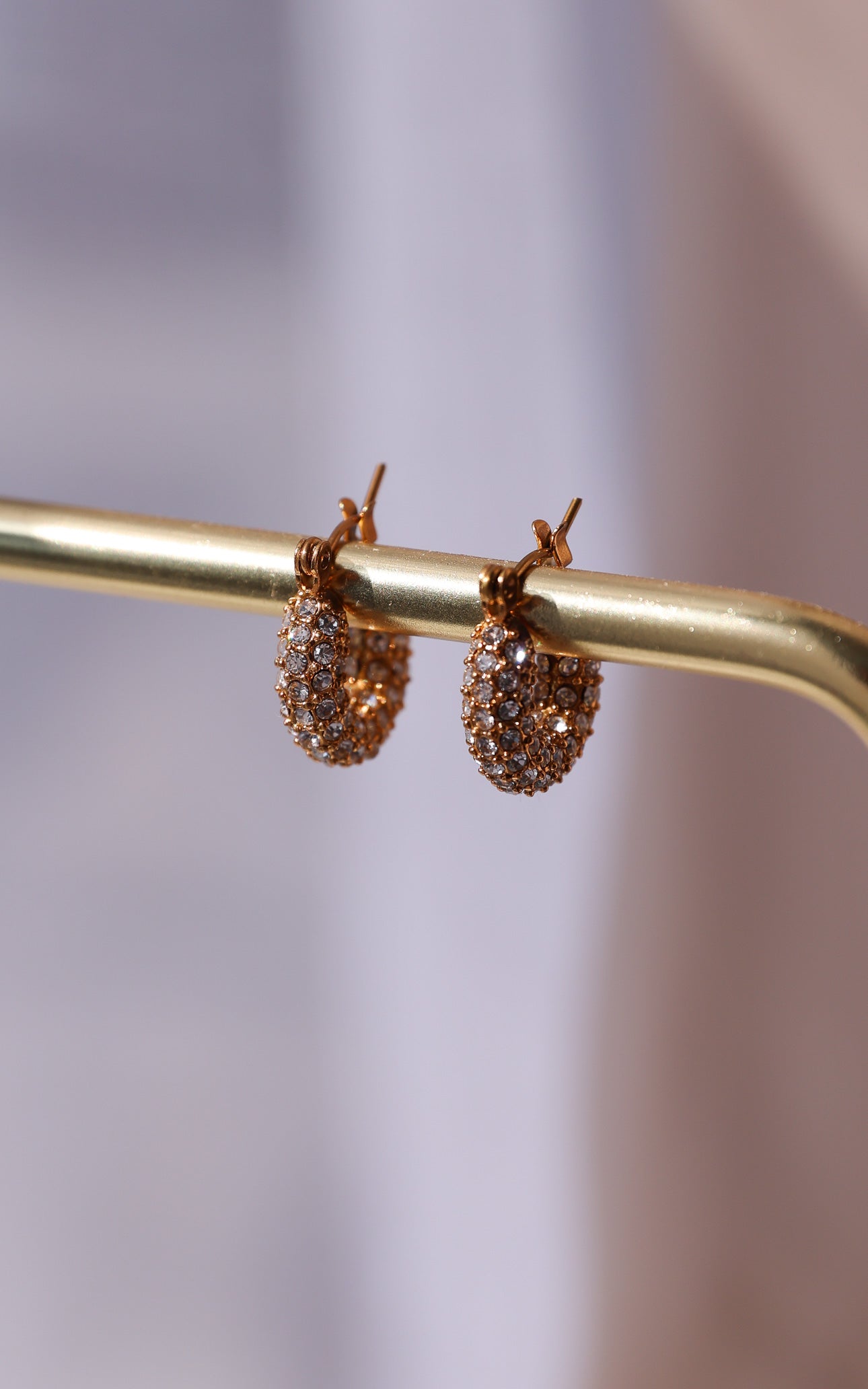 Phyliss Hoop Earrings - Gold U Diamante