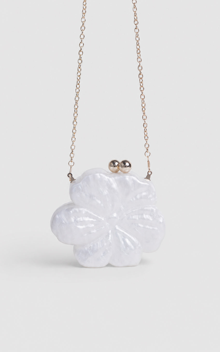 Blossie Flower Clutch Bag - White Pearl