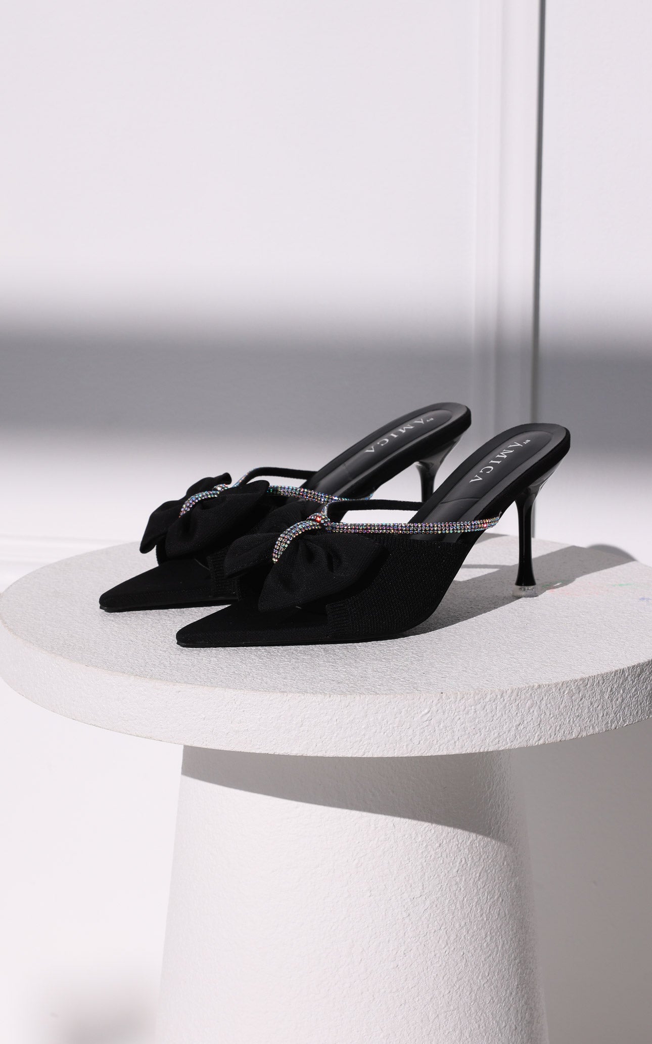 Quincy Mule Heels - Black Rhinestone