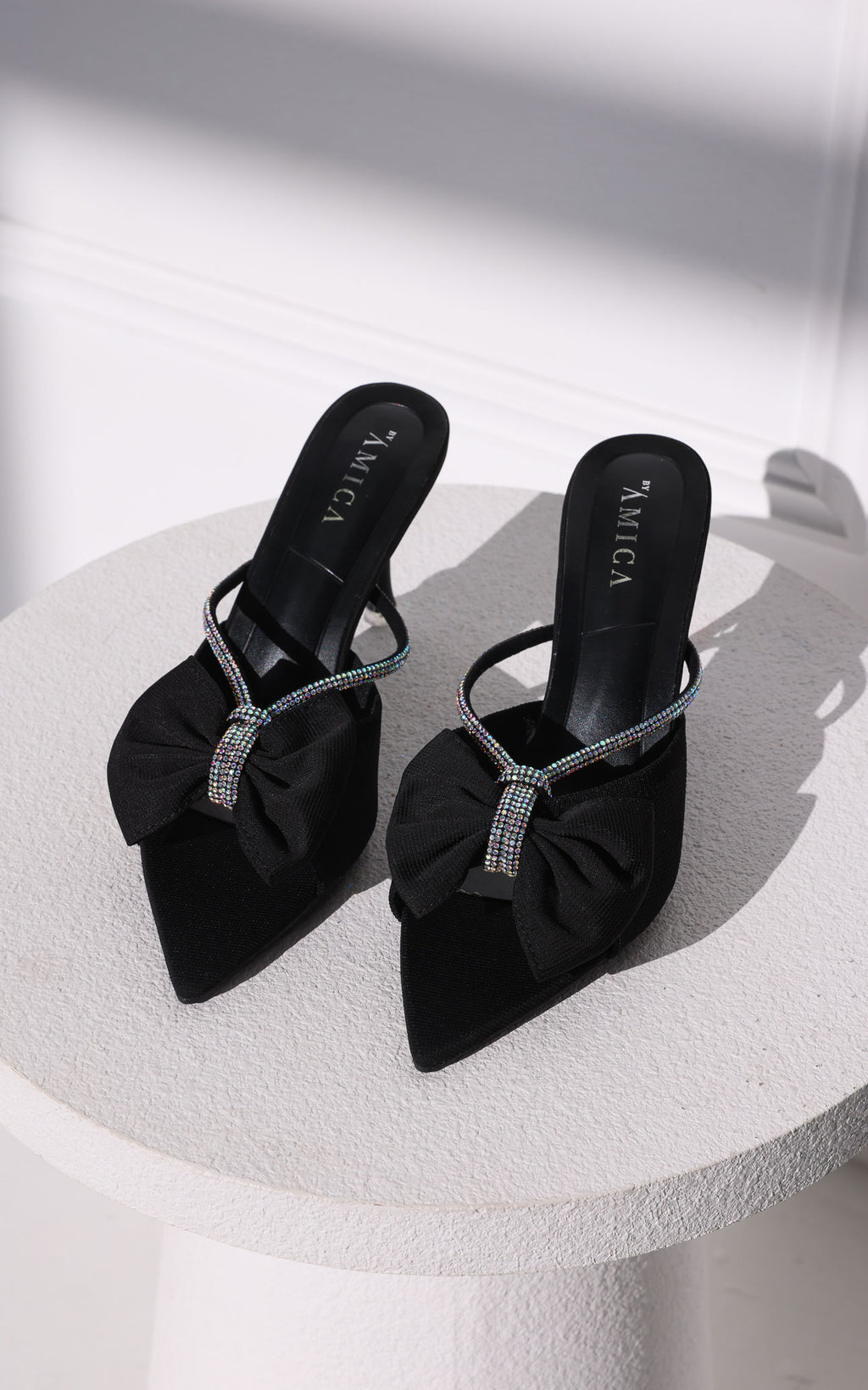 Quincy Mule Heels - Black Rhinestone