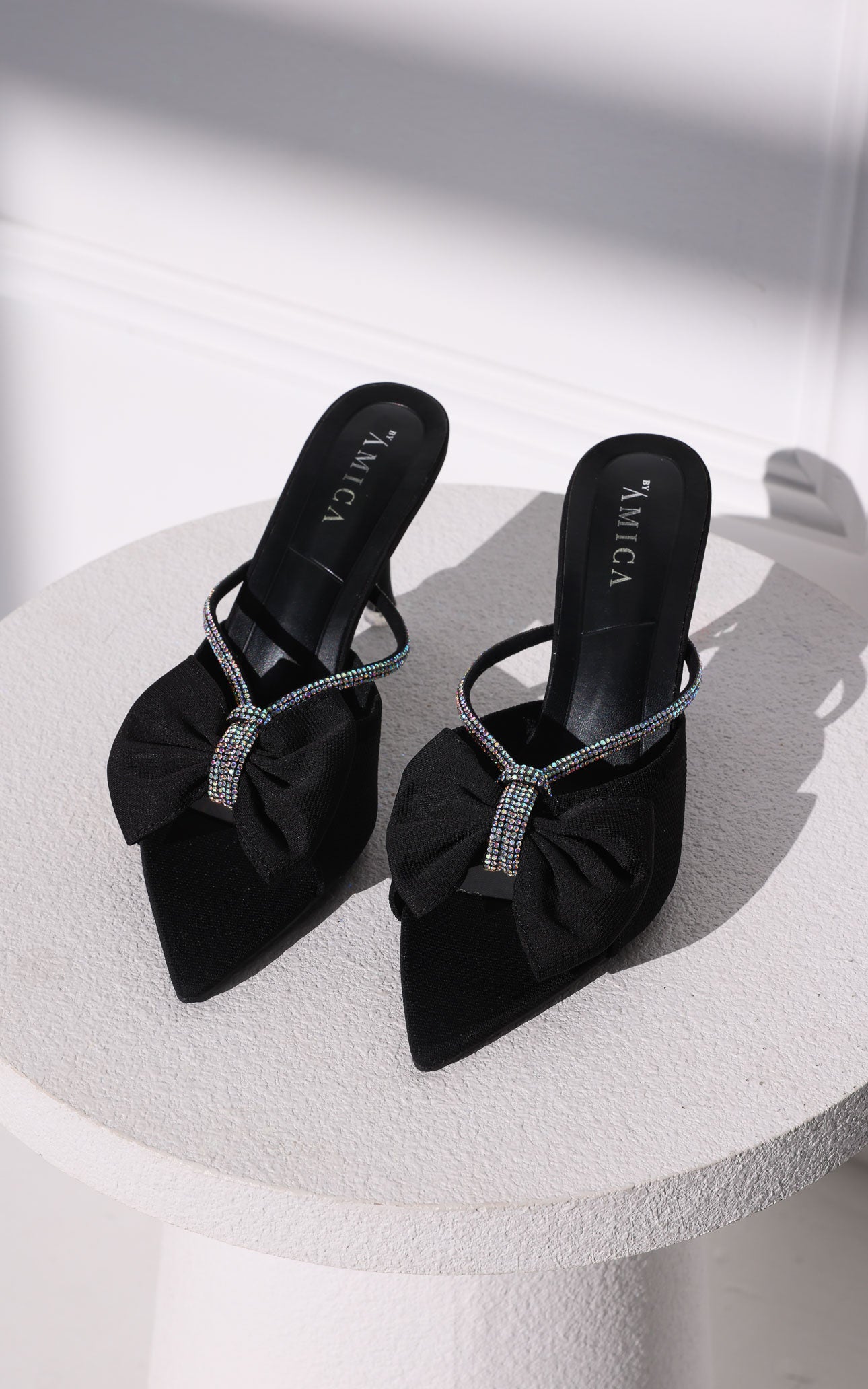 Quincy Mule Heels - Black Rhinestone