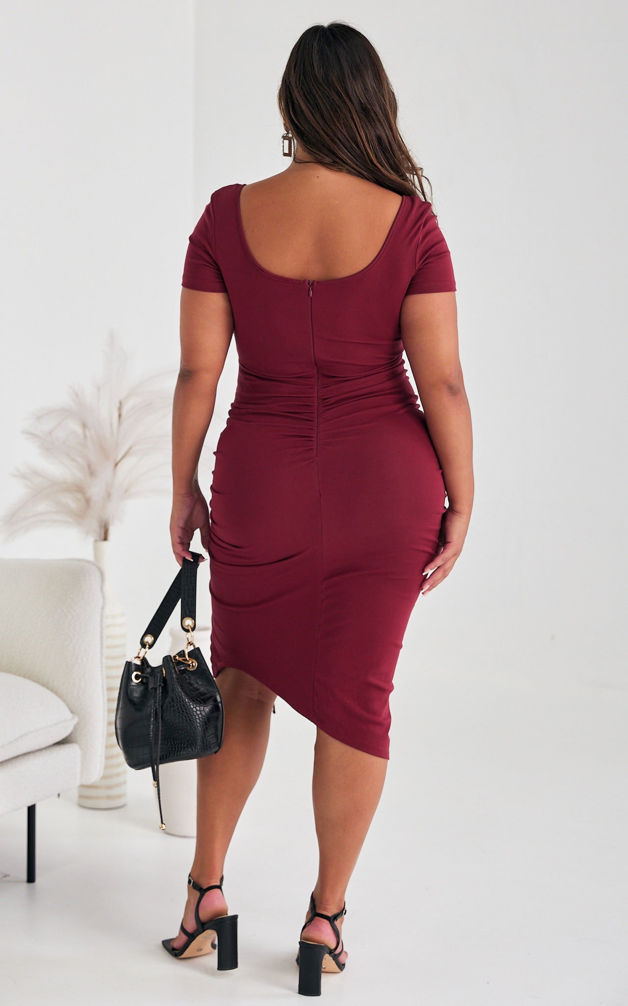 Quinnie Midi Dress - Wine