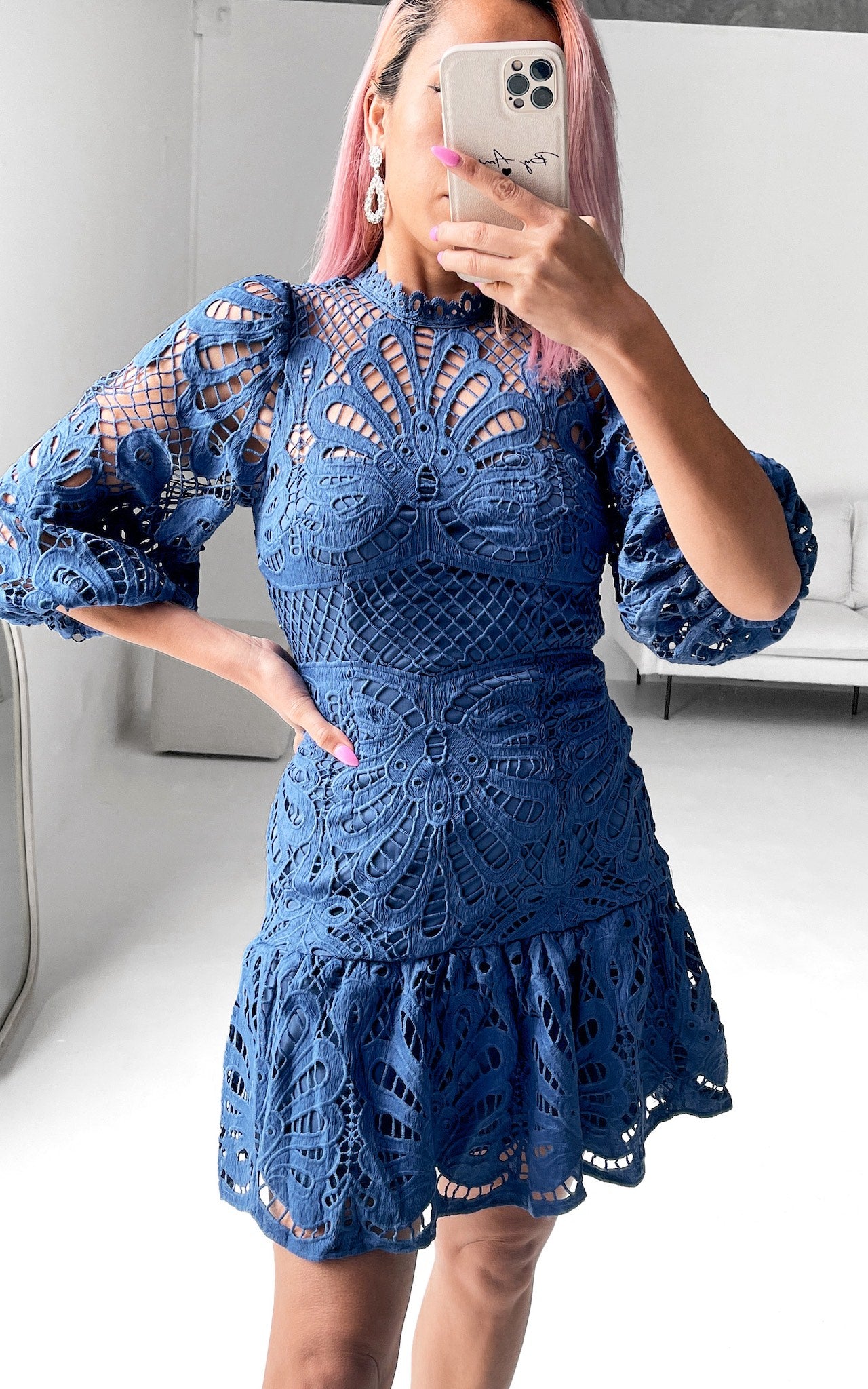 Raelynn Lace Mini Dress - Blue