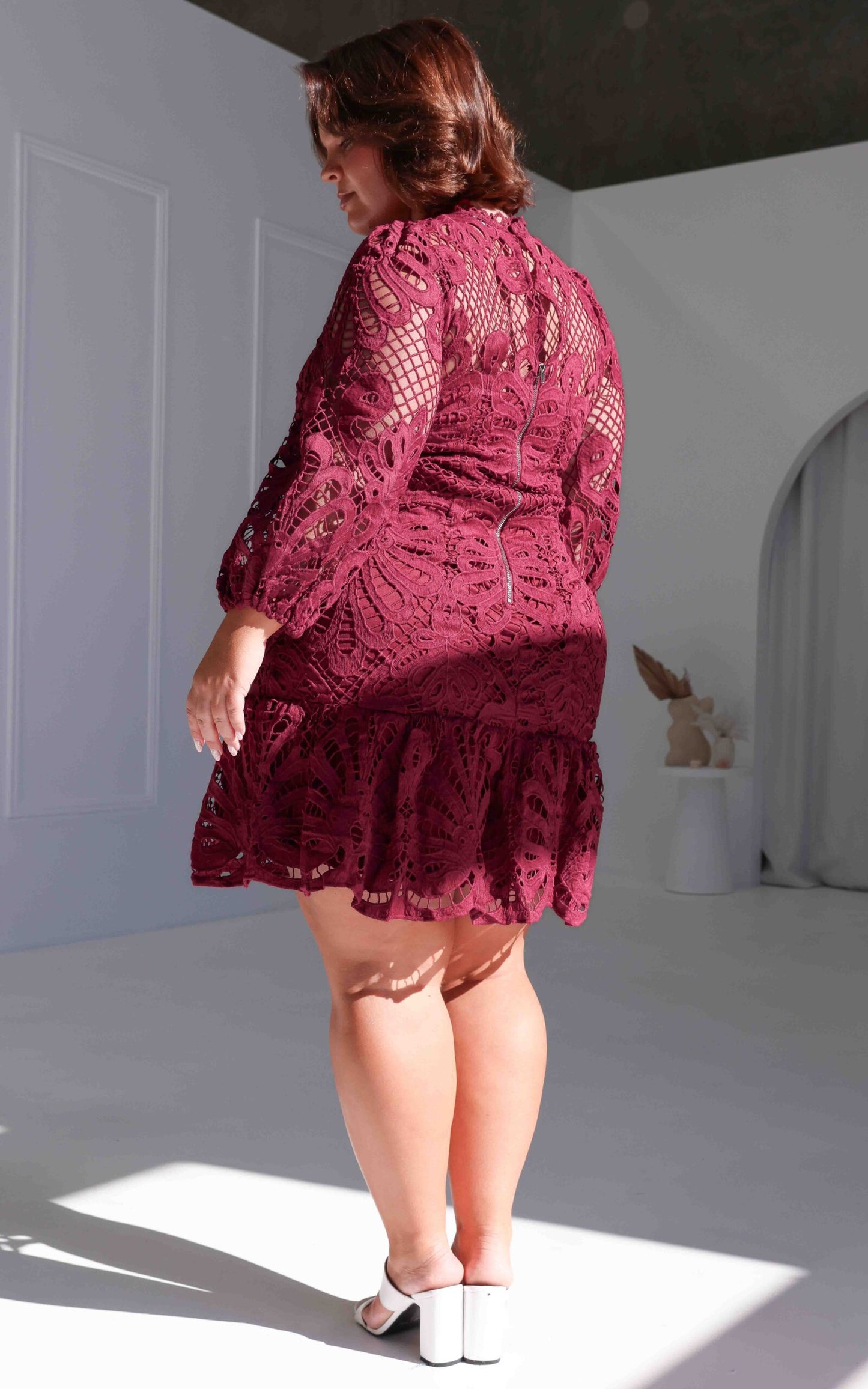 Raelynn Lace Dress - Wine