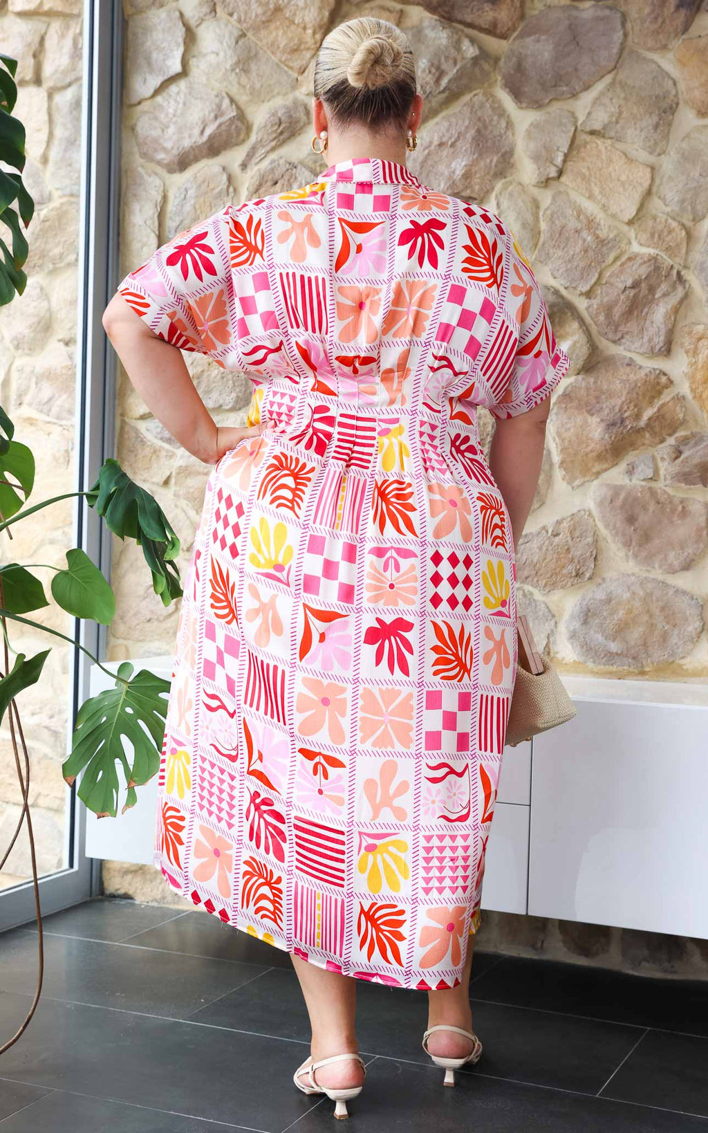 Rainier Midi Dress - Pink Multi Print