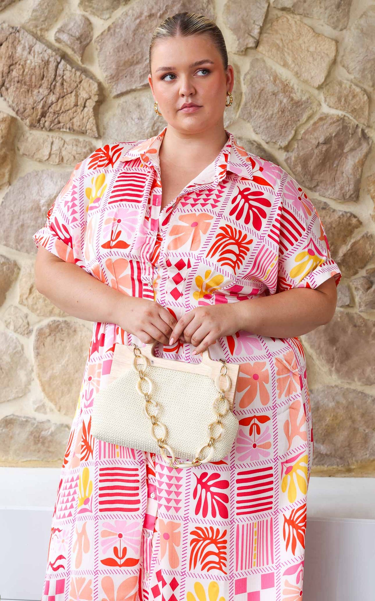 Rainier Midi Dress - Pink Multi Print