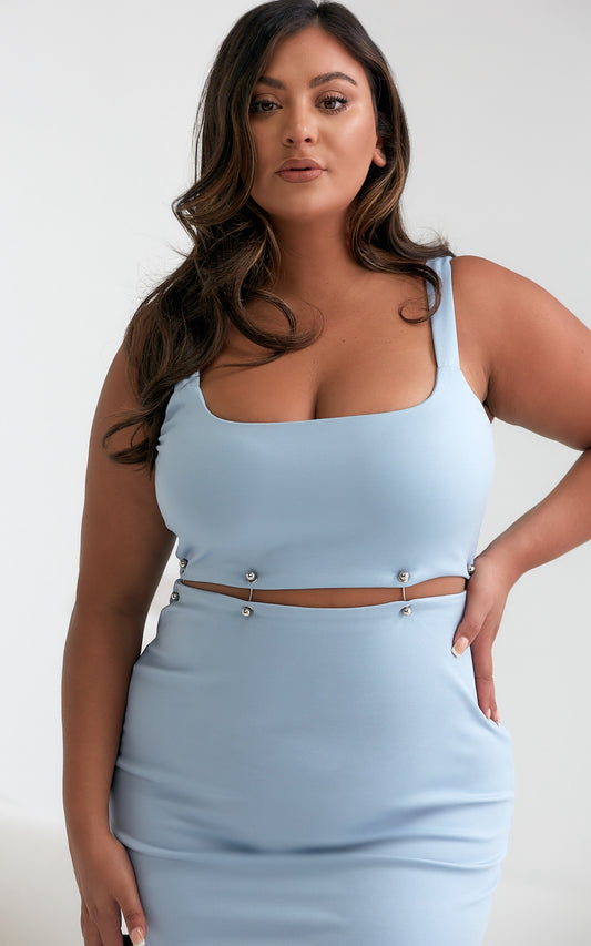 Ramona Crop Top - Dusty Blue