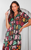 Rainier Midi Dress - Black Multi Print