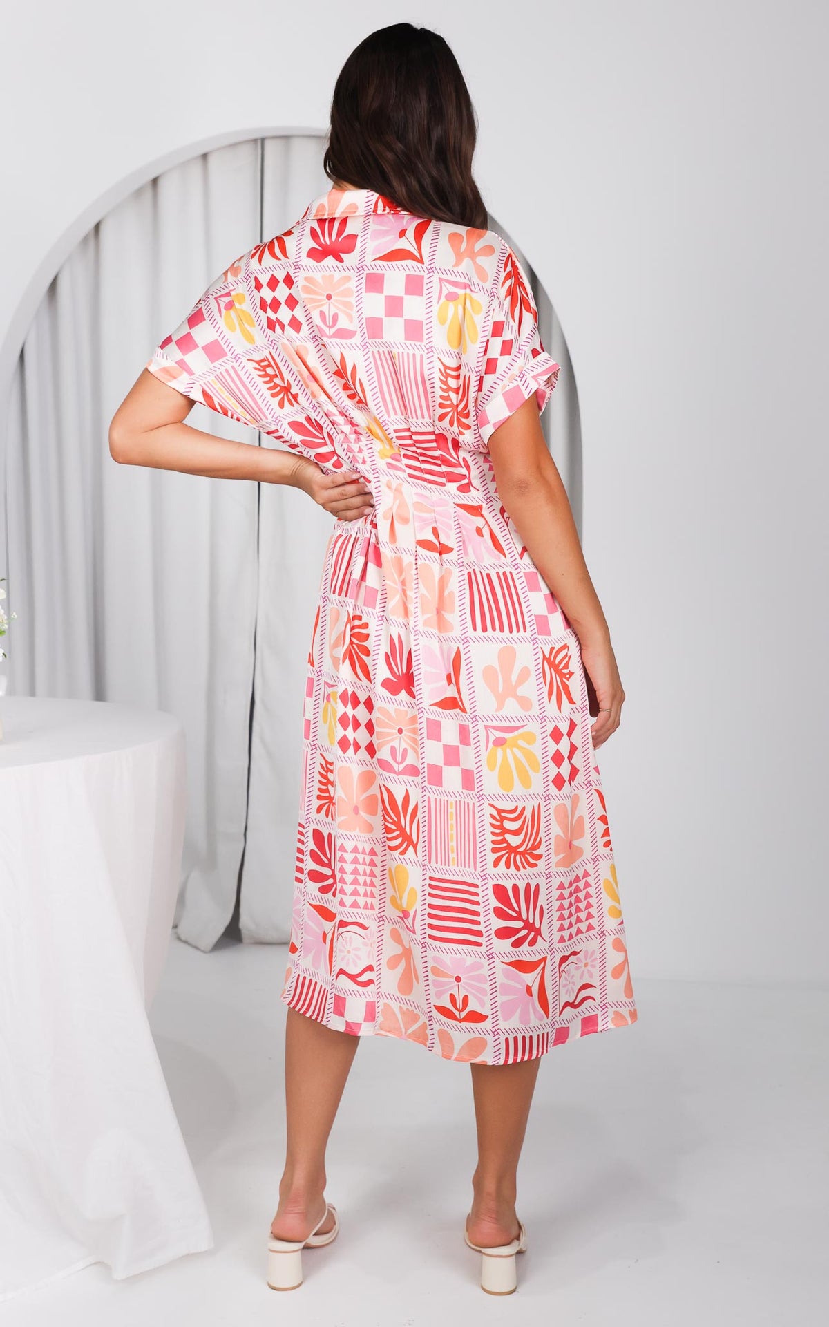 Rainier Midi Dress - Pink Multi Print