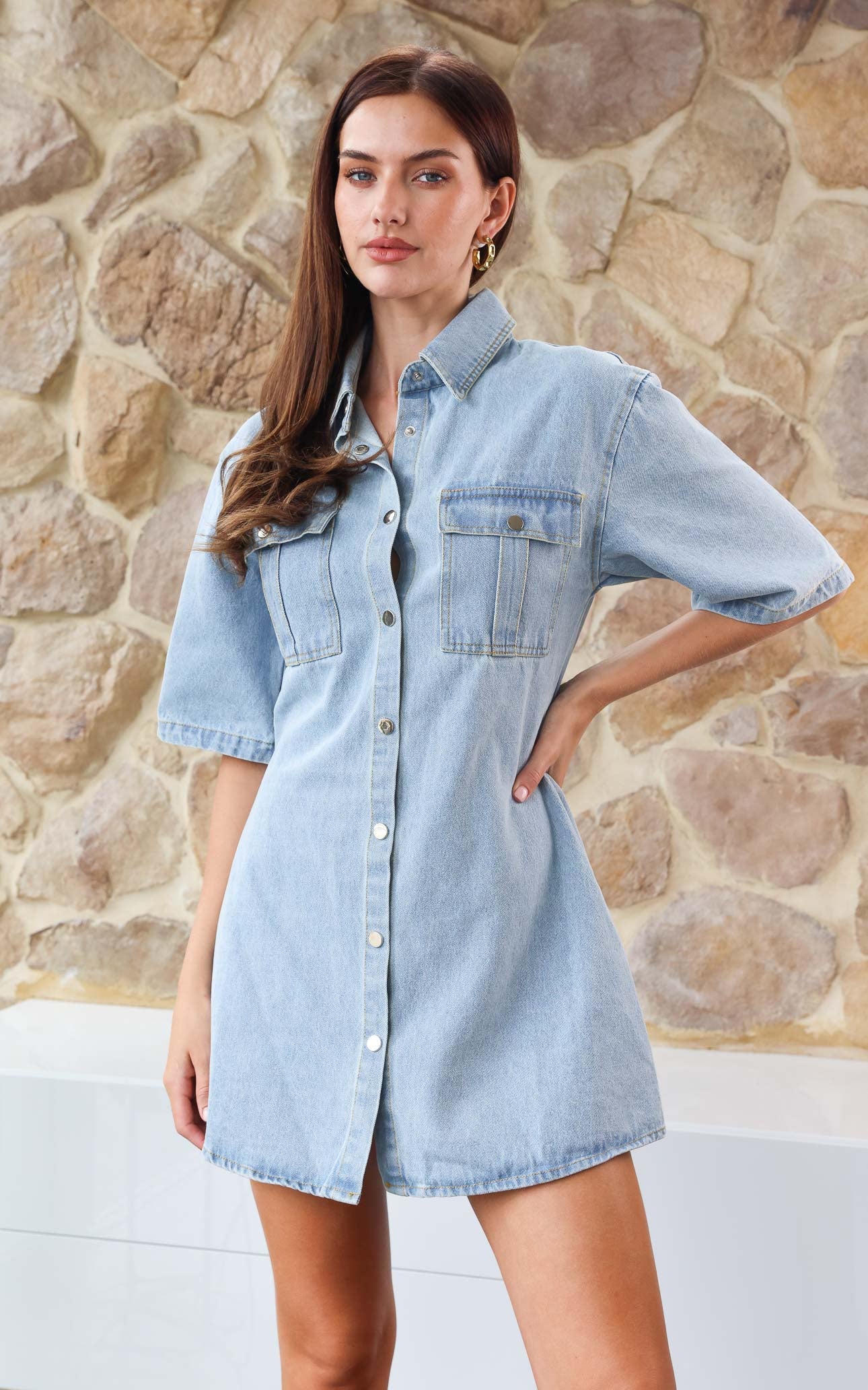 Raven Denim Mini Dress - Light Blue