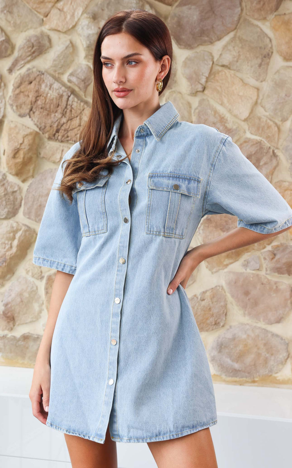 Raven Denim Mini Dress - Light Blue
