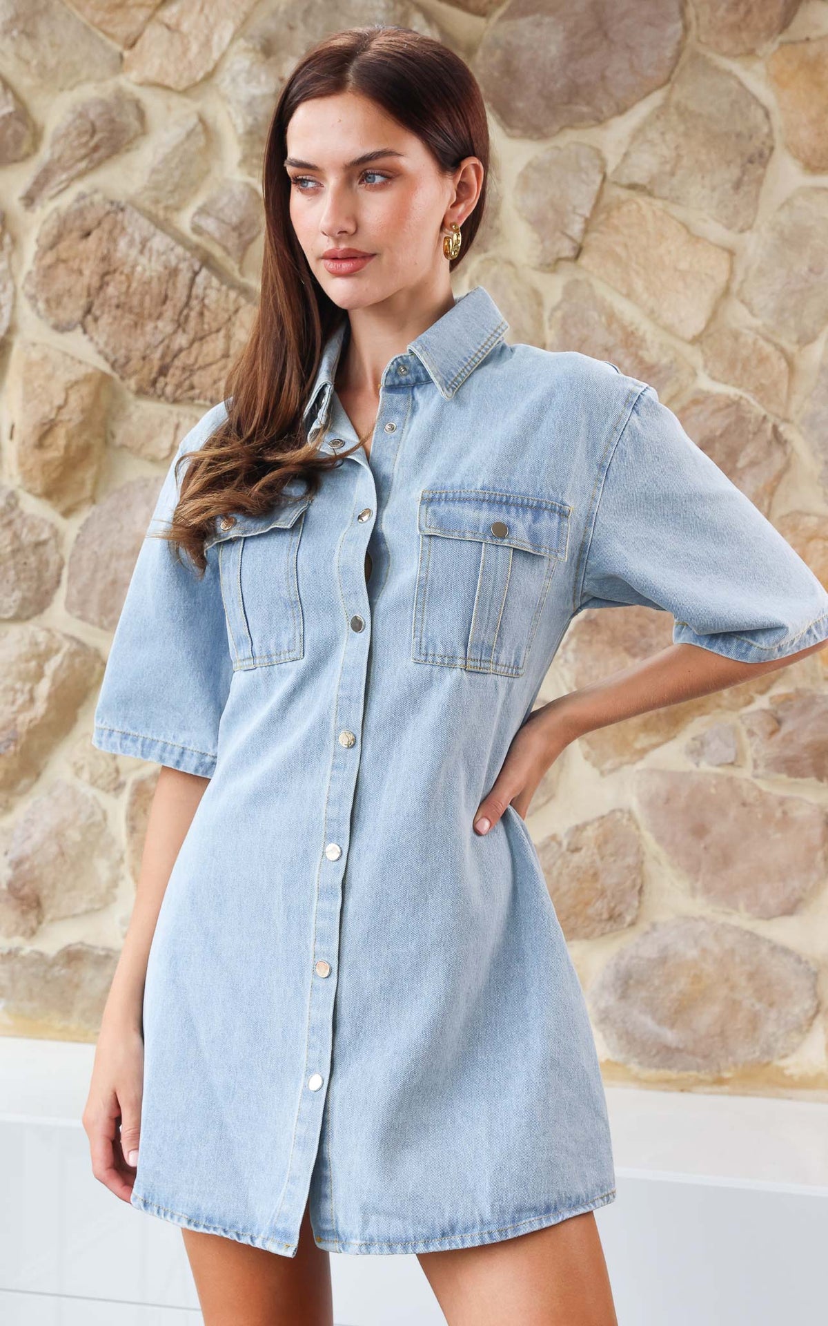 Raven Denim Mini Dress - Light Blue