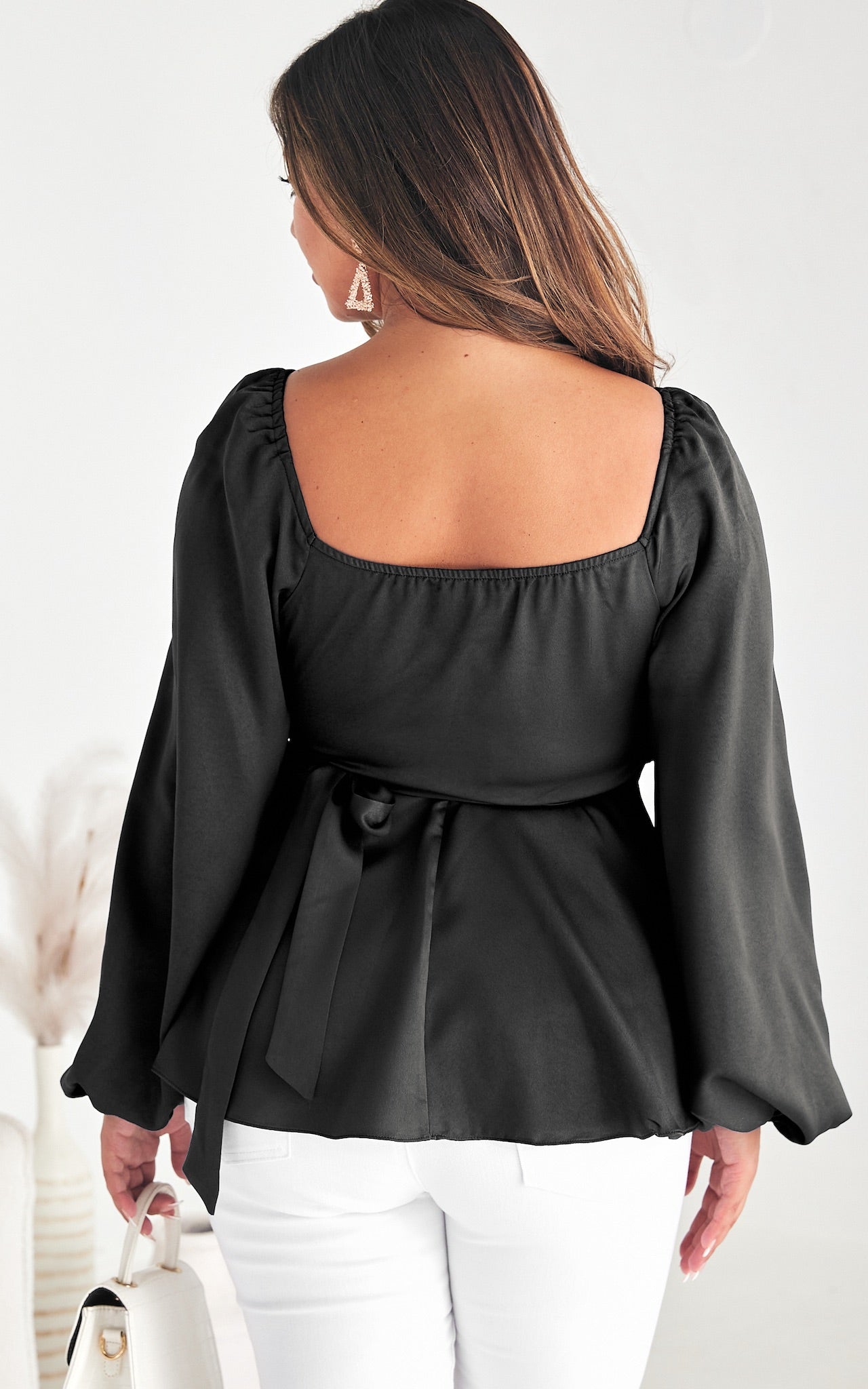 Rayne Wrap Peplum Top - Black