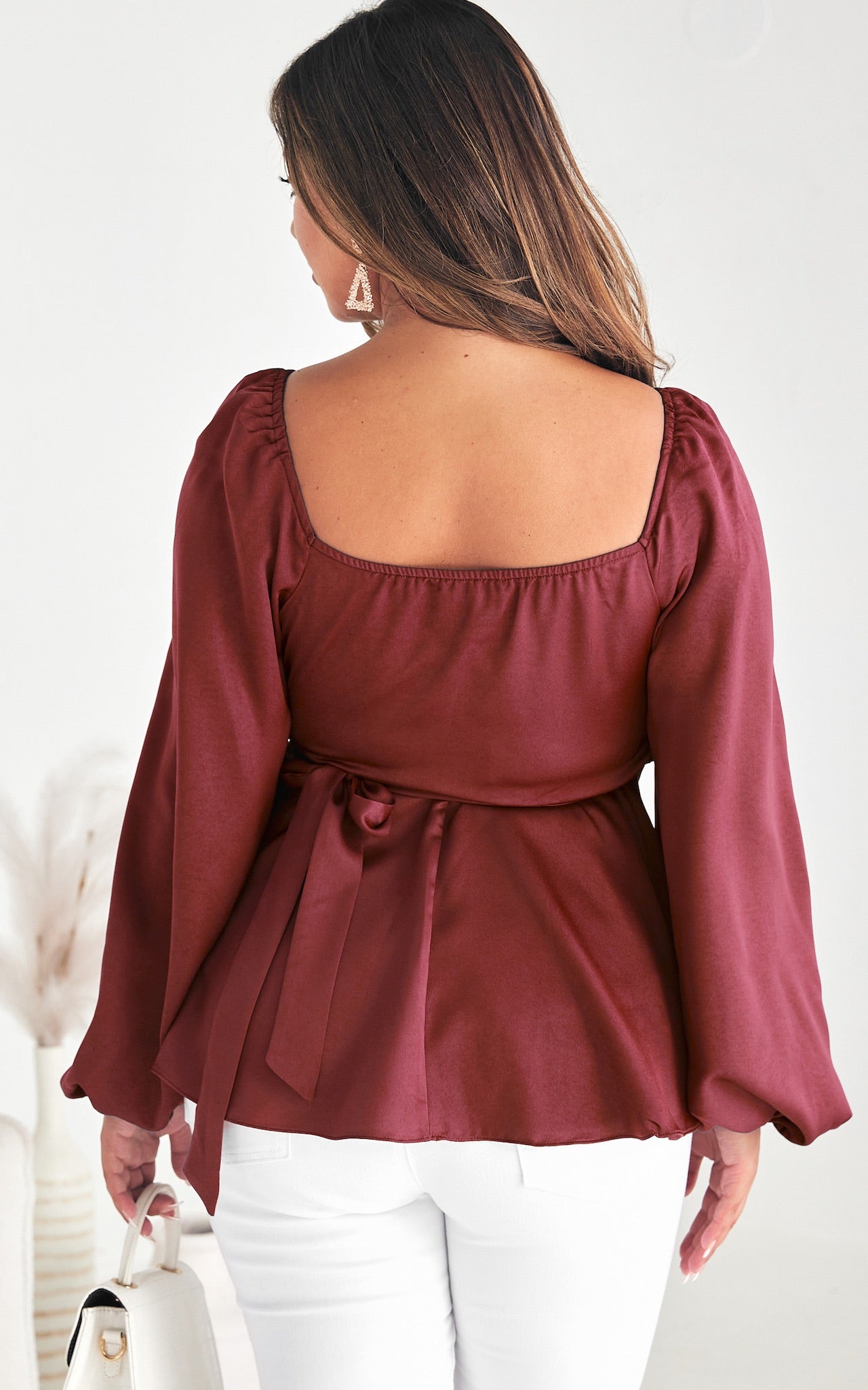 Rayne Wrap Peplum Top - Wine