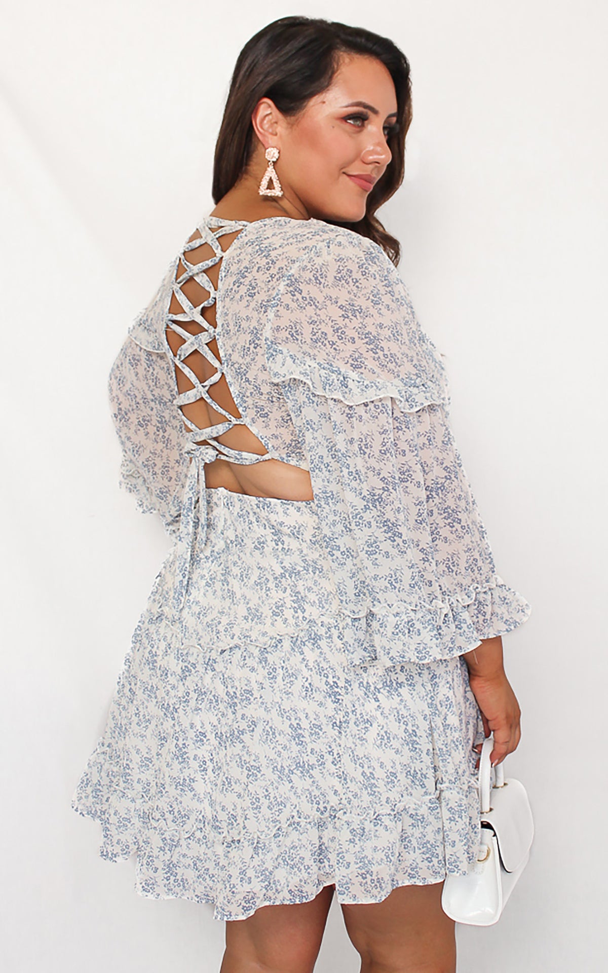 Rebel Cause Dress - White Blue Print
