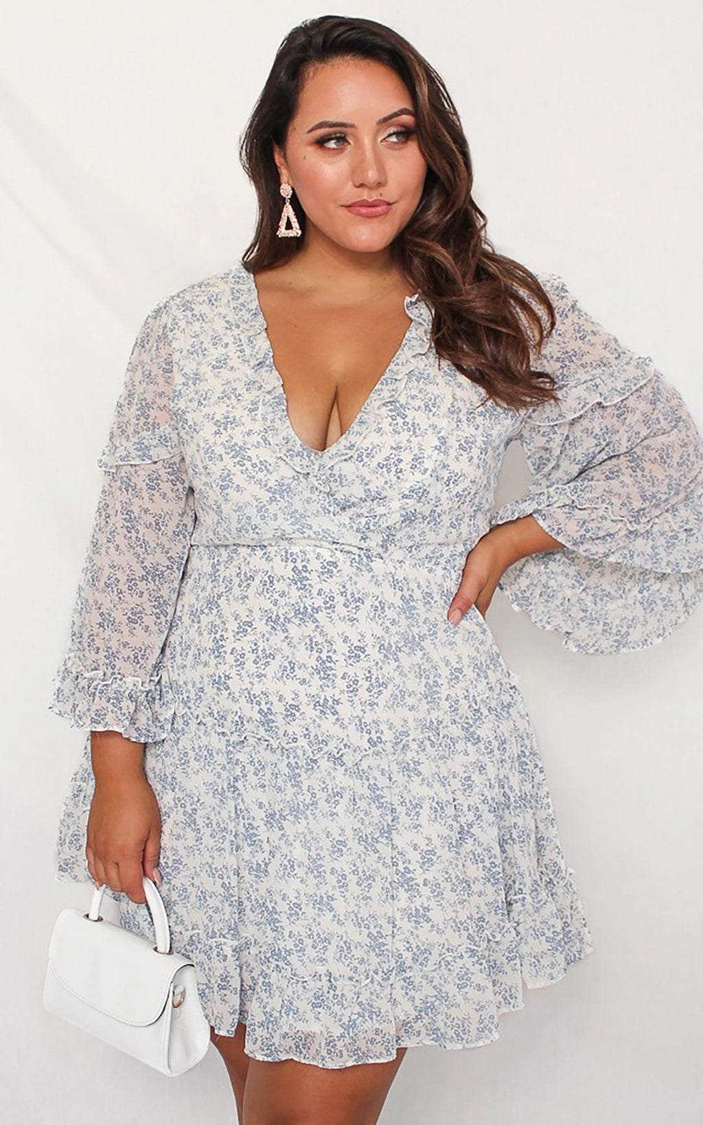 Rebel Cause Dress - White Blue Print