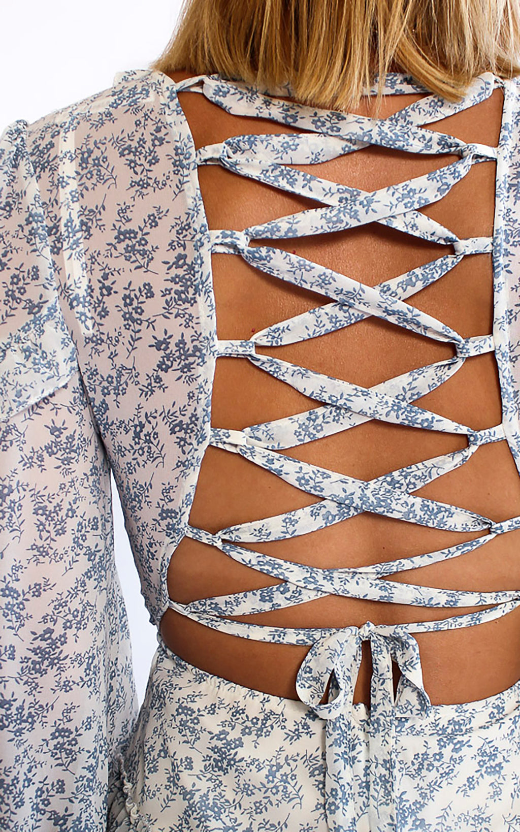 Rebel Cause Dress - White Blue Print