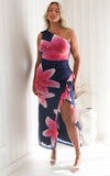 Relius Mesh Maxi Dress - Navy Pink Floral