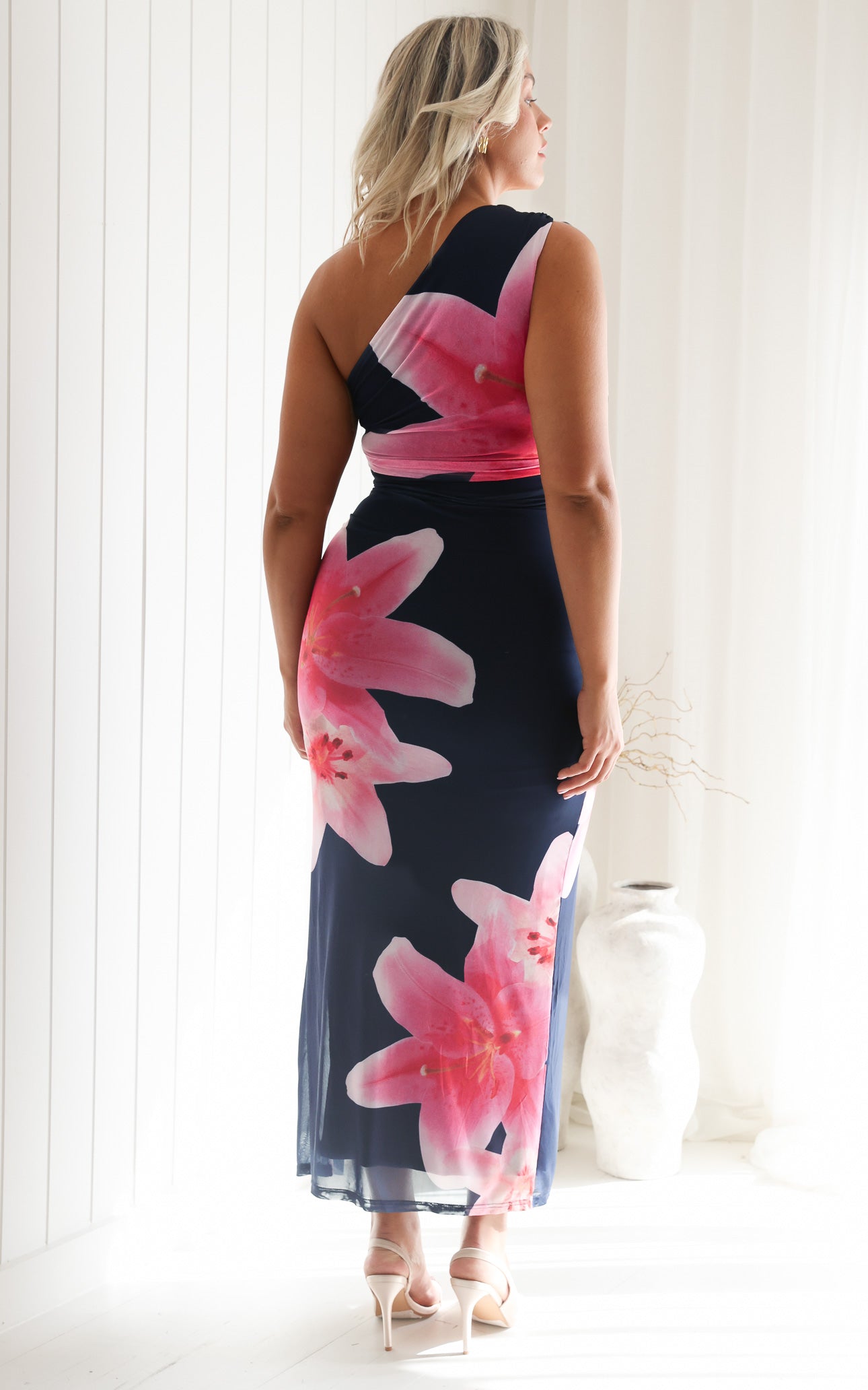 Relius Mesh Maxi Dress - Navy Pink Floral