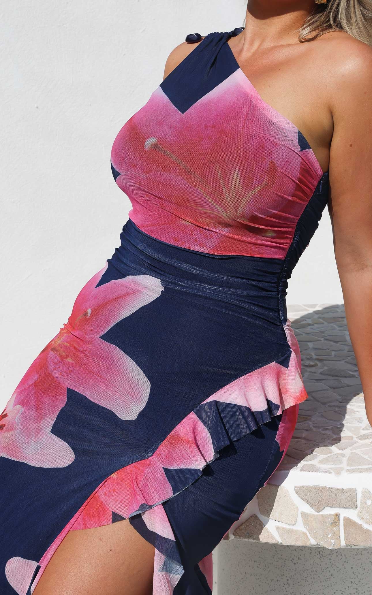 Relius Mesh Maxi Dress - Navy Pink Floral