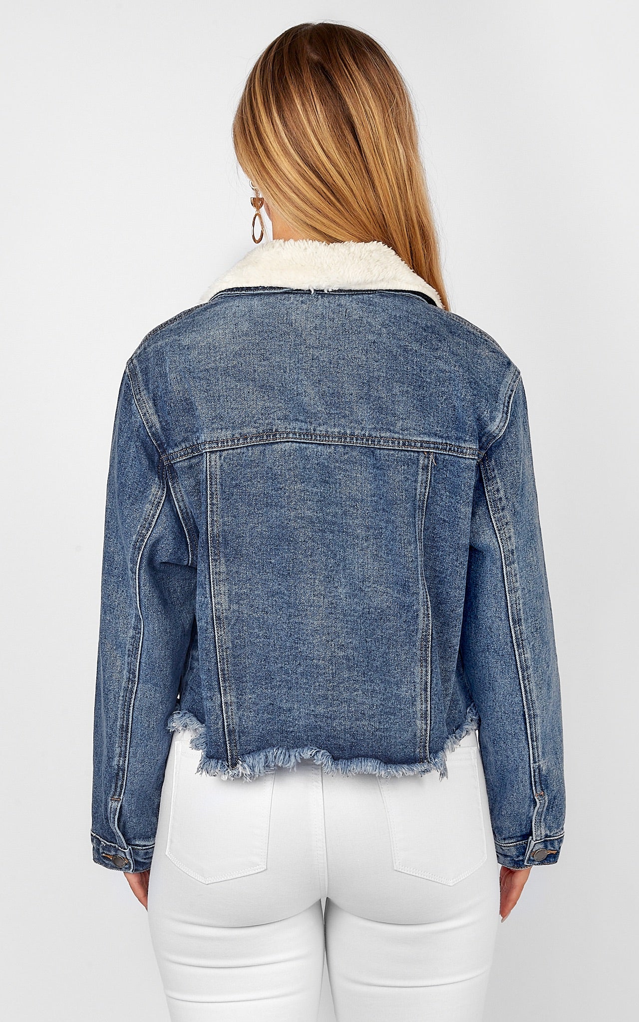 Retro Girl Denim Jacket - Mid Blue