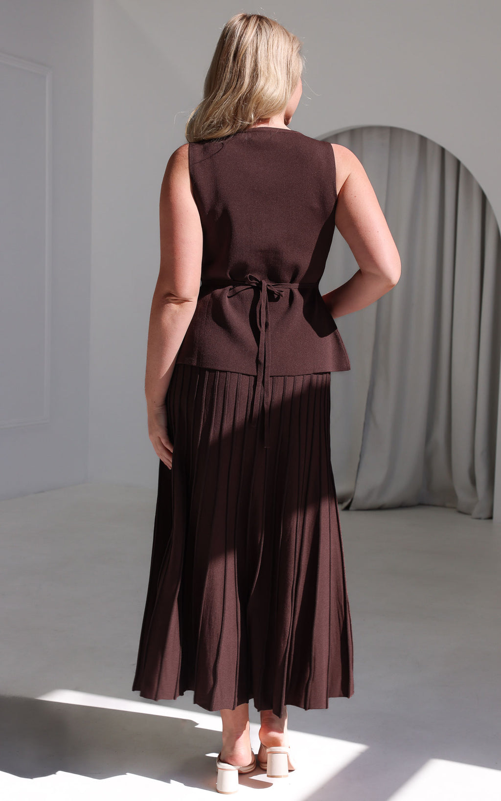 Reuben Knit Midi Skirt - Chocolate Brown