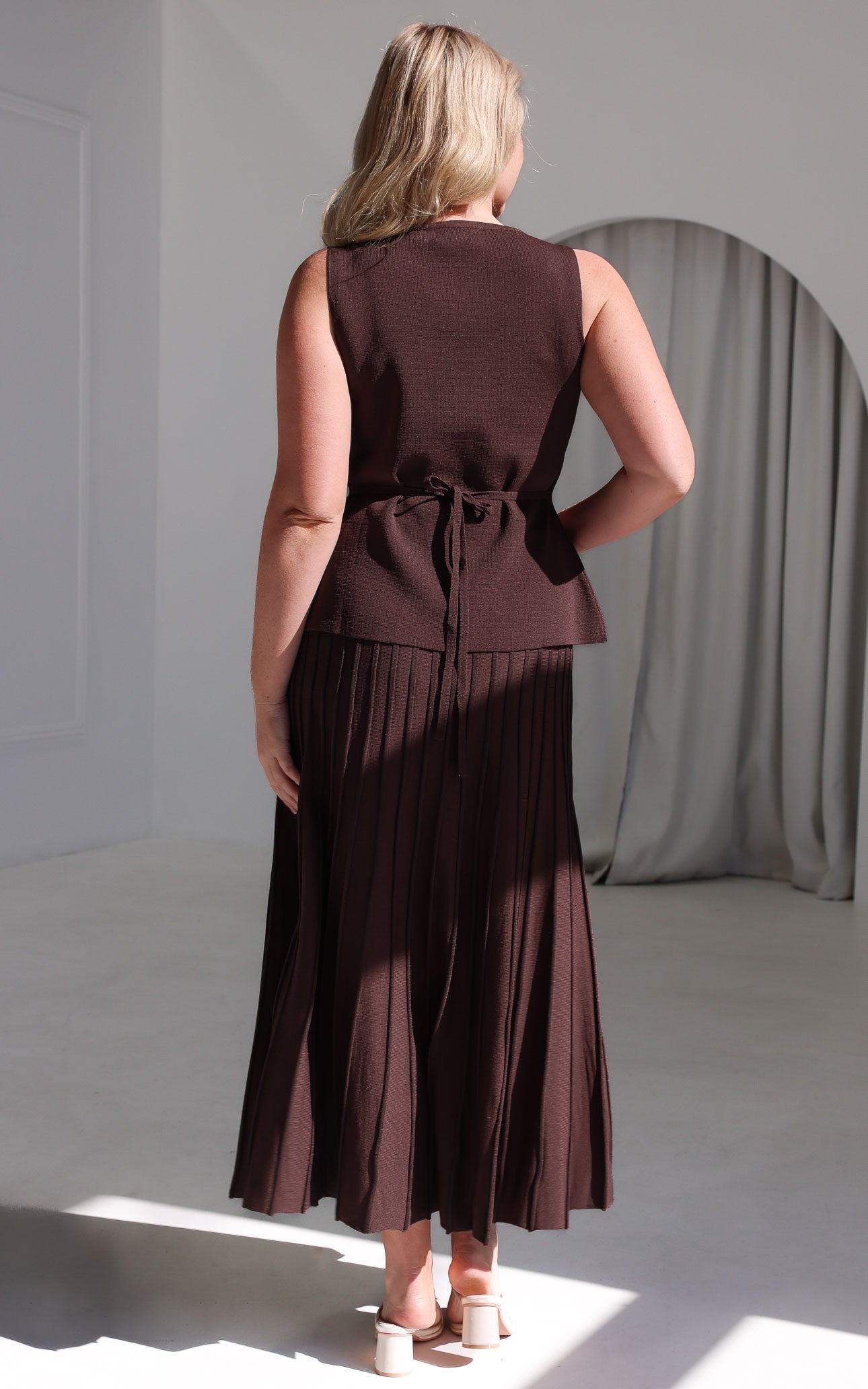 Reuben Knit Midi Skirt - Chocolate Brown