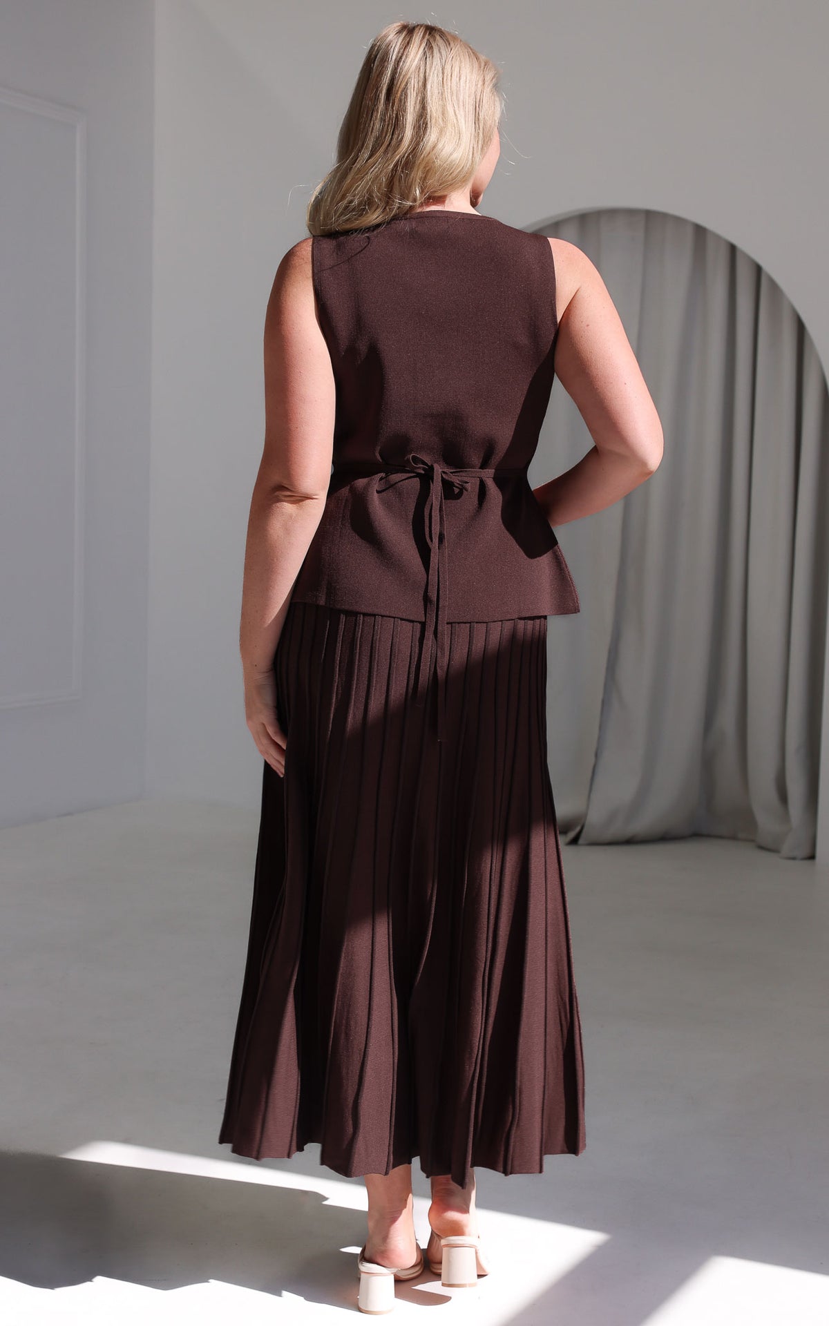 Reuben Knit Midi Skirt - Chocolate Brown