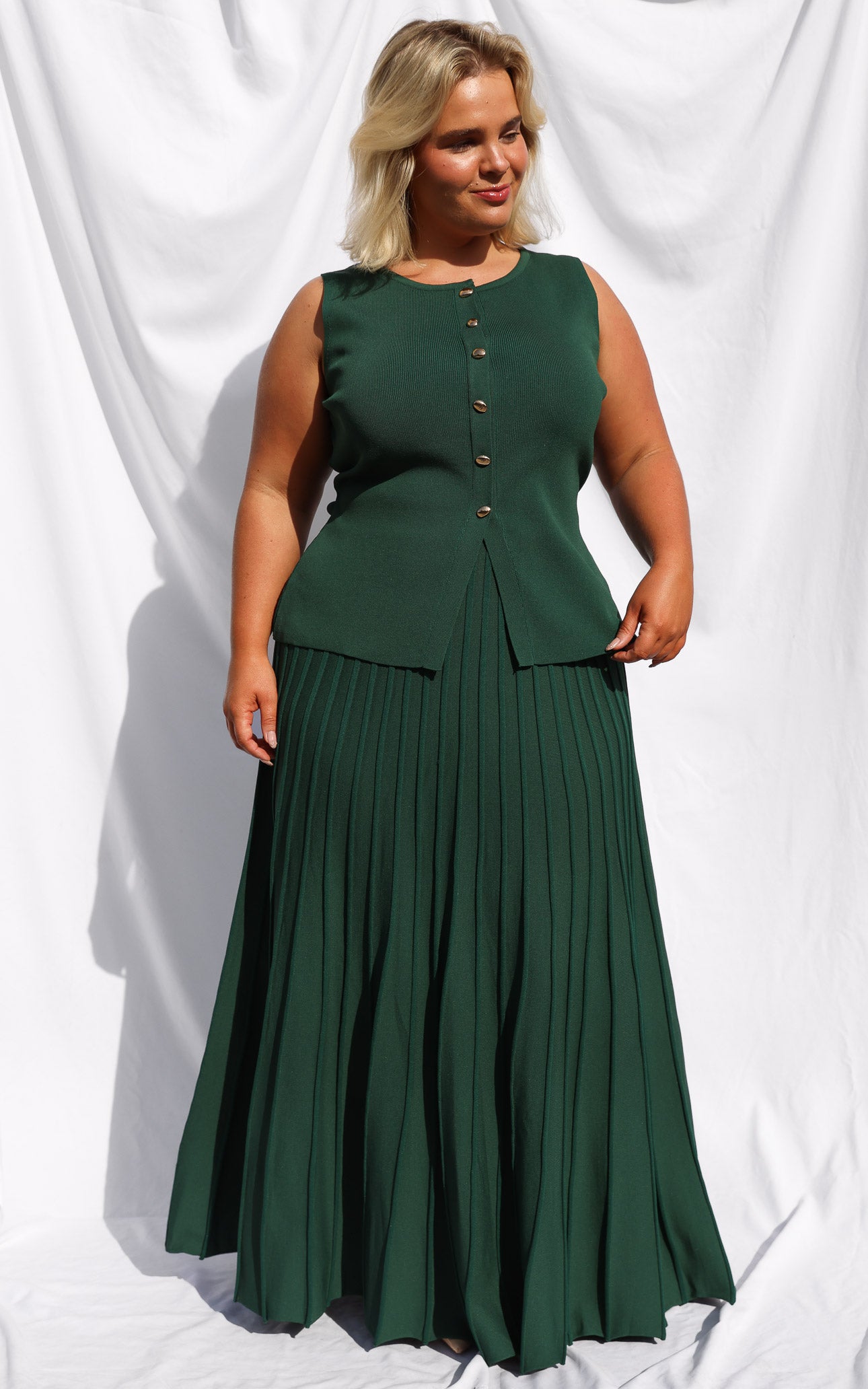 Reuben Knit Midi Skirt - Forest Green