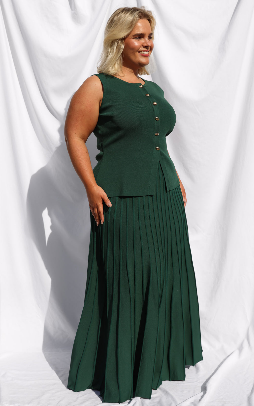 Reuben Knit Midi Skirt - Forest Green